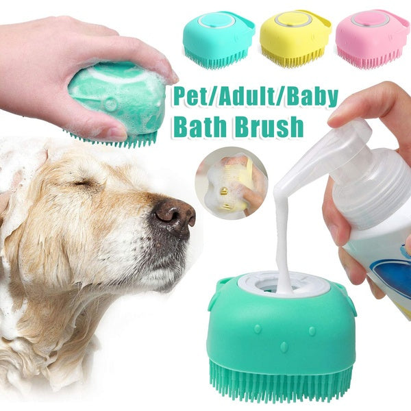 Silicone Pet Bath &Grooming Brush Gentle Massage & Deshedding